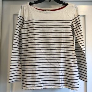 Banana Republic Ivory and Navy Striped Tee